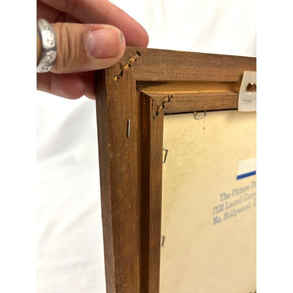 Vintage Sepia “Americana Woman Bathing” Print R. Hendrickson in Oak Wood Frame - Picture 10 of 11